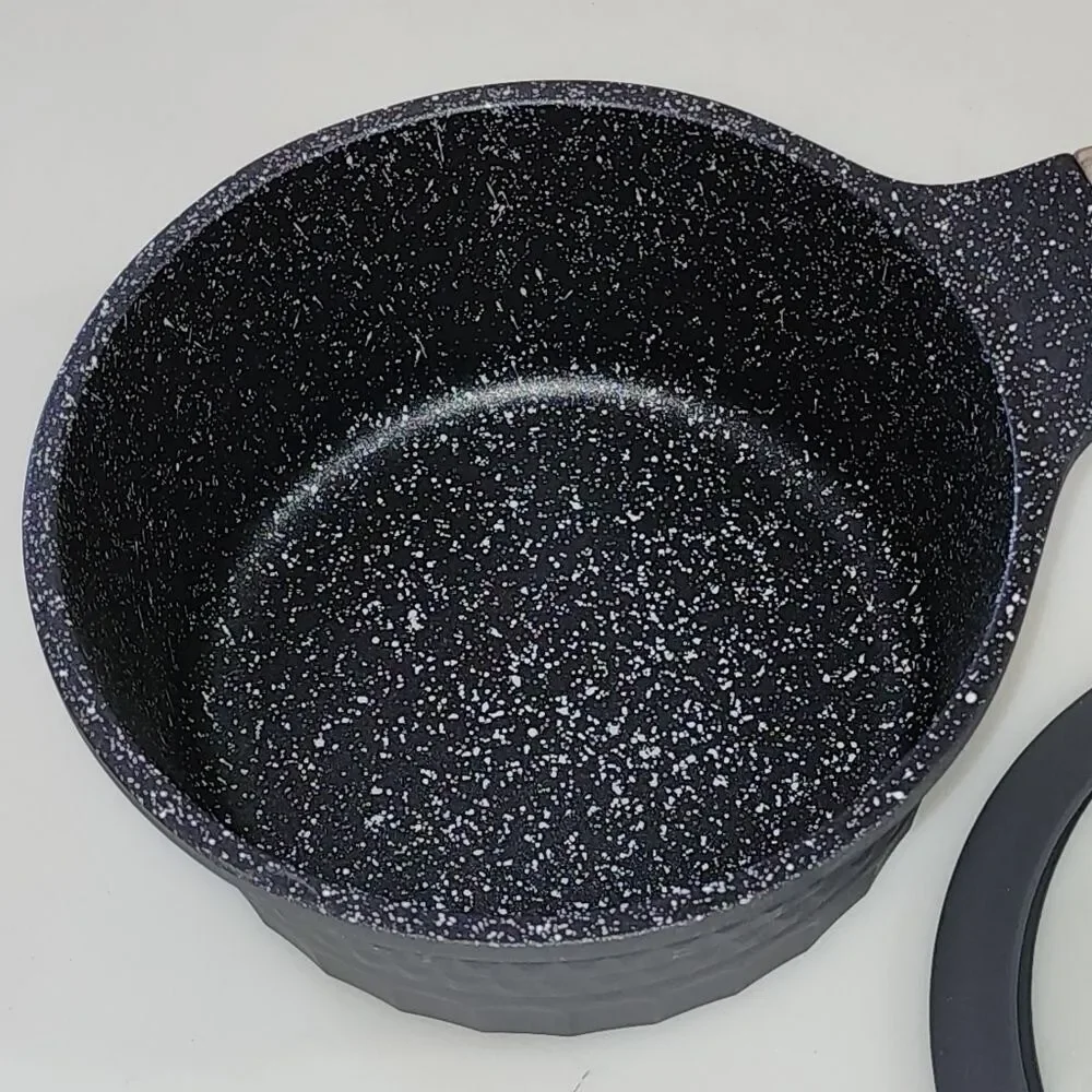 D&W Premium Cookware 7in Saucepan Casserole with Lid Charcoal Aluminum 1.9QT